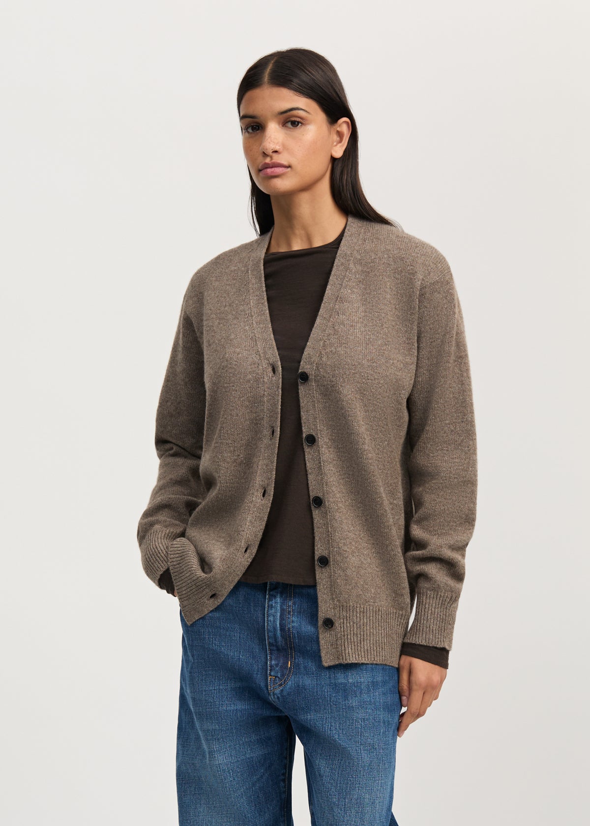 Alexa cardigan – yak | Pure light brown Cardigan aiayu