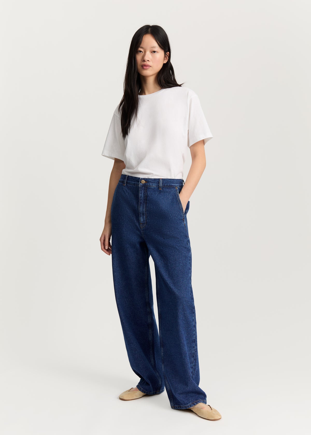 Carlo midwaist wide jeans | Mid Blue Jeans aiayu