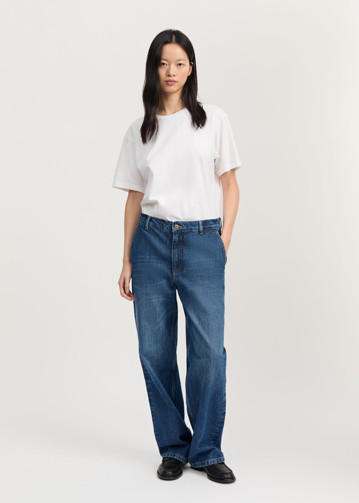 Carlo midwaist wide jeans | Worn blue Jeans aiayu