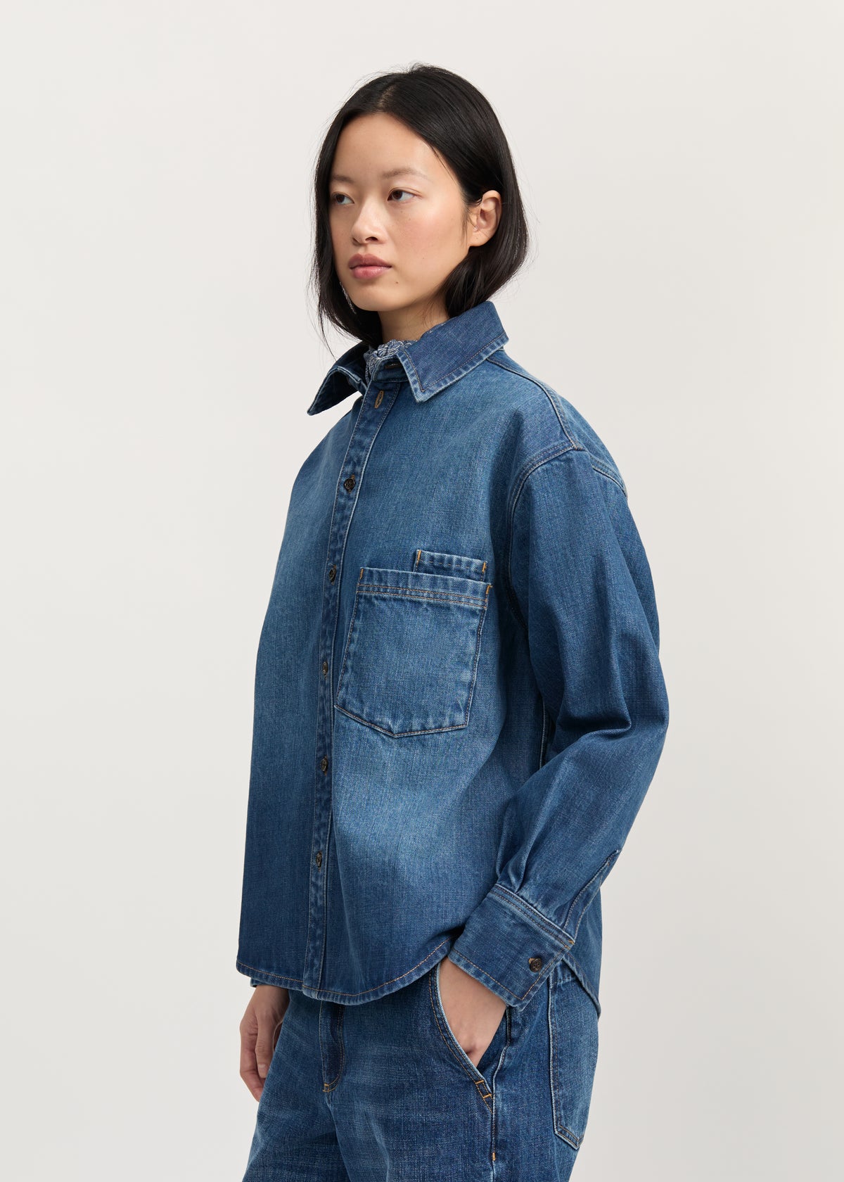 Casy shirt denim | Worn blue Shirt Woven aiayu