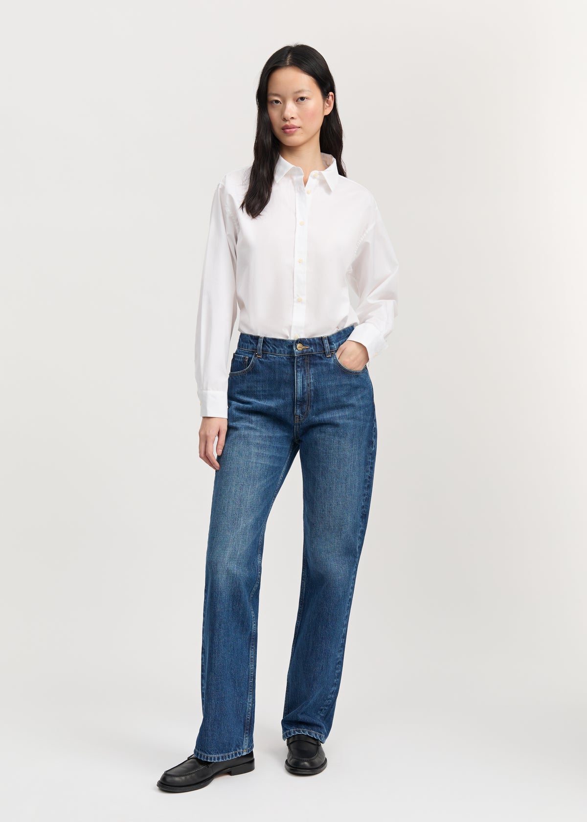 Cooper highwaist straight jeans | Worn blue Jeans aiayu