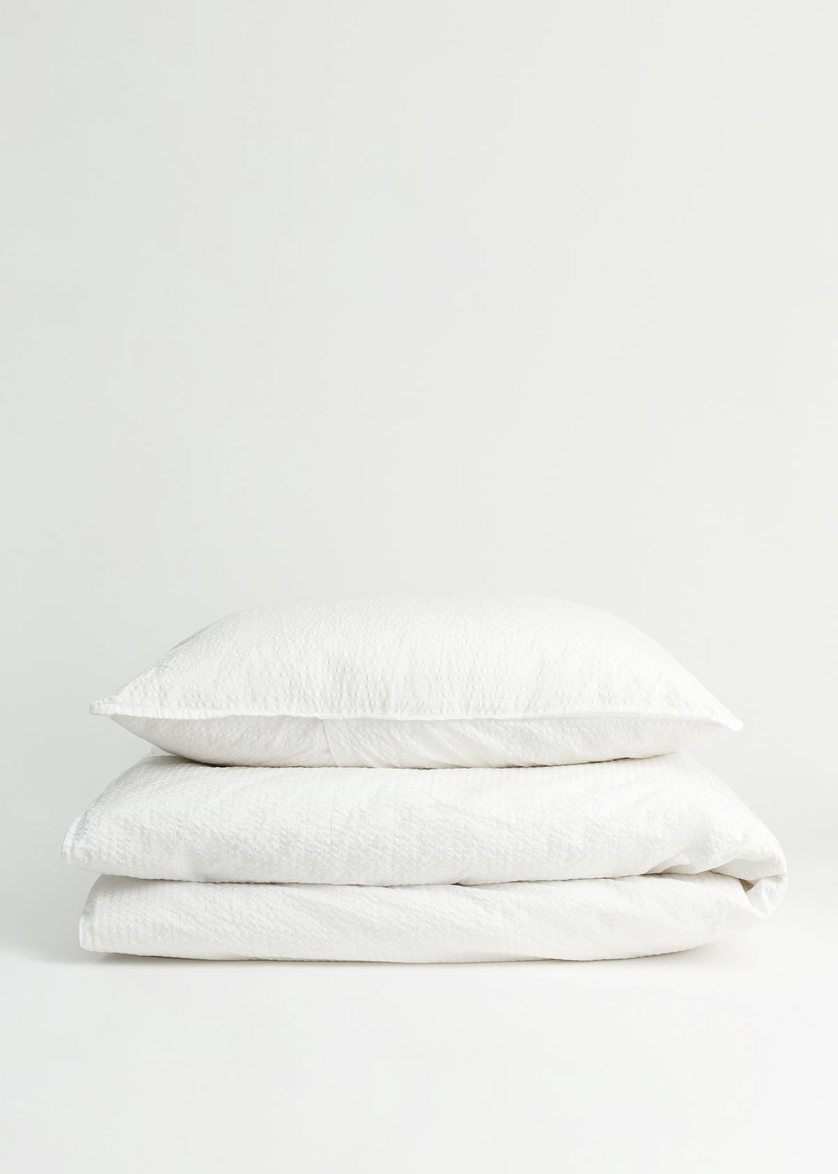 Duvet set seersucker 140x220 and pillow case | White Bedding aiayu