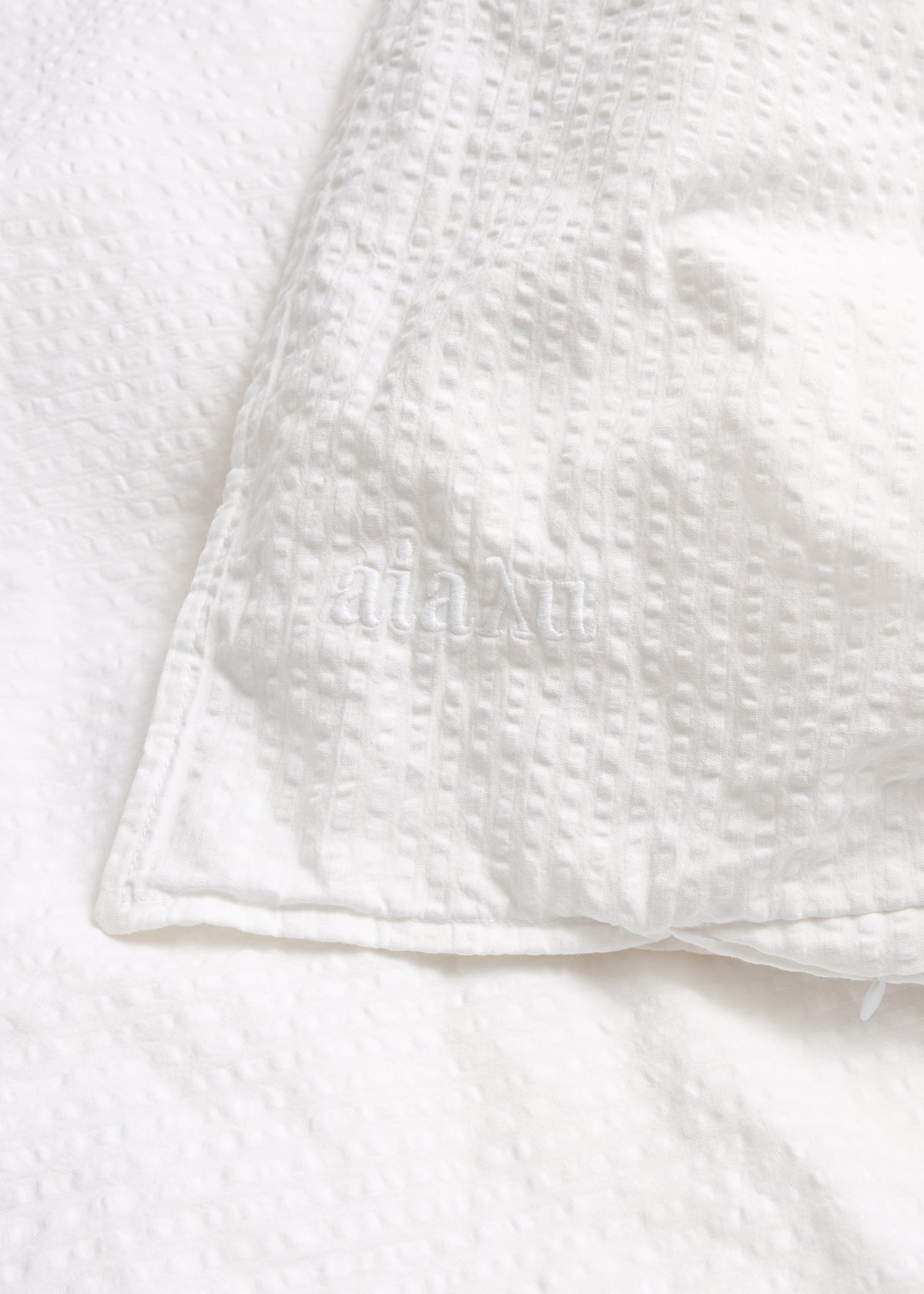 Duvet set seersucker 140x220 and pillow case | White Bedding aiayu