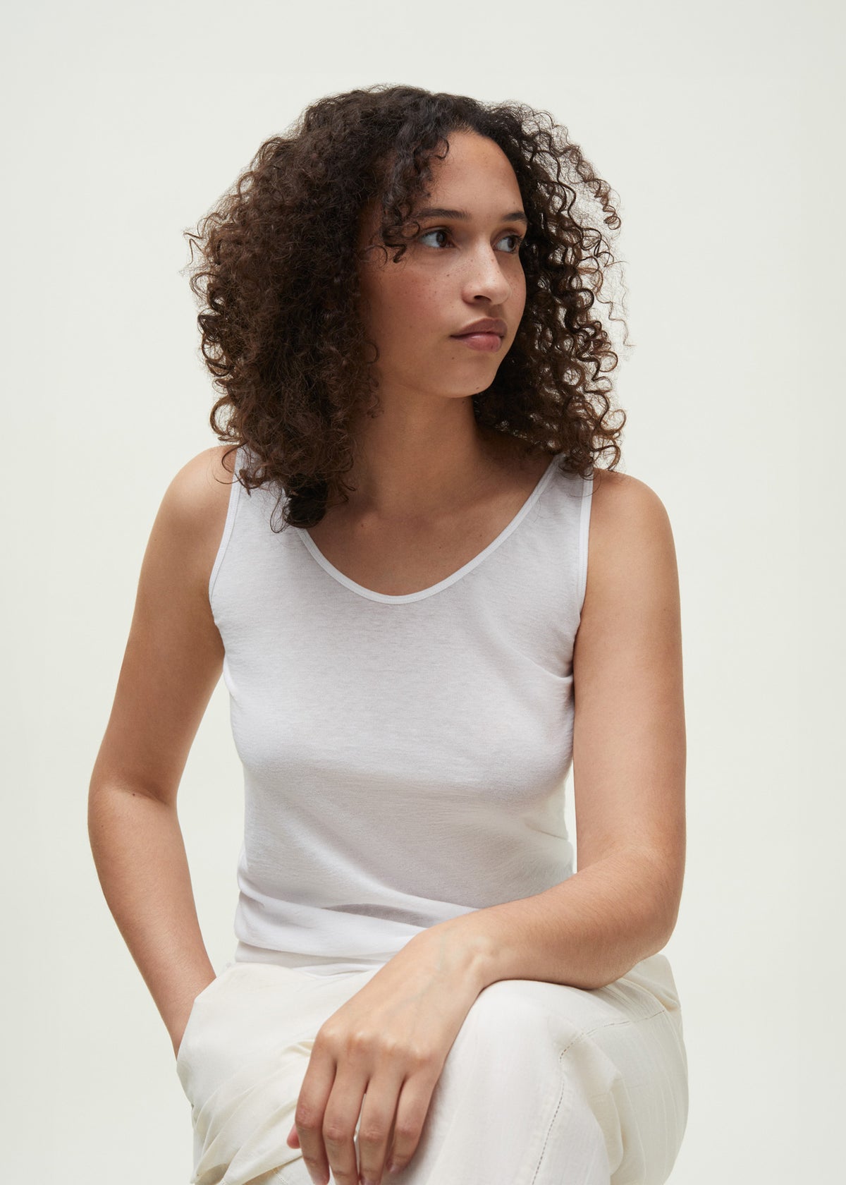 Gentle tank – cotton cashmere blend | Pure ecru Top aiayu