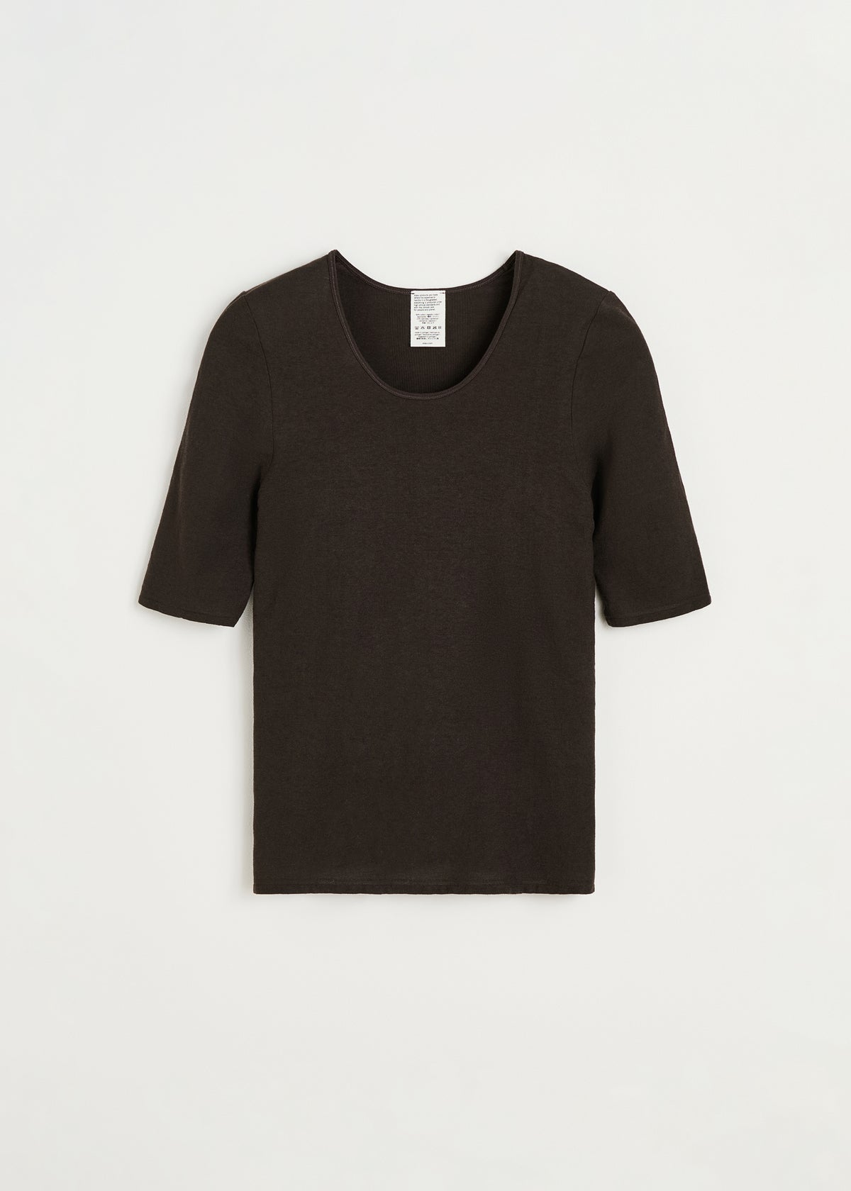Gentle tee – cotton cashmere blend | Dark brown Blouse aiayu