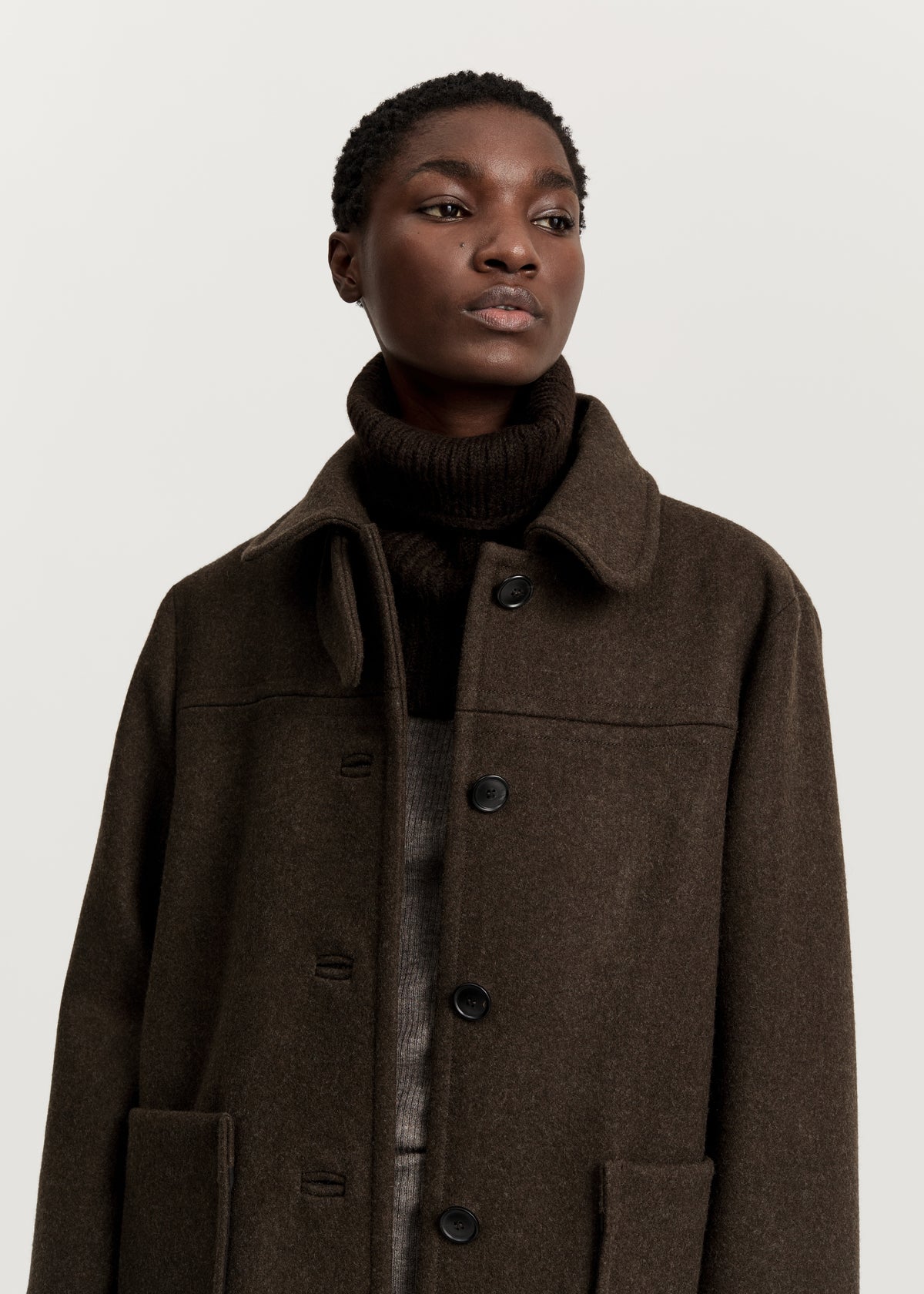 Jamie jacket loden – wool | Pure dark brown Coat aiayu