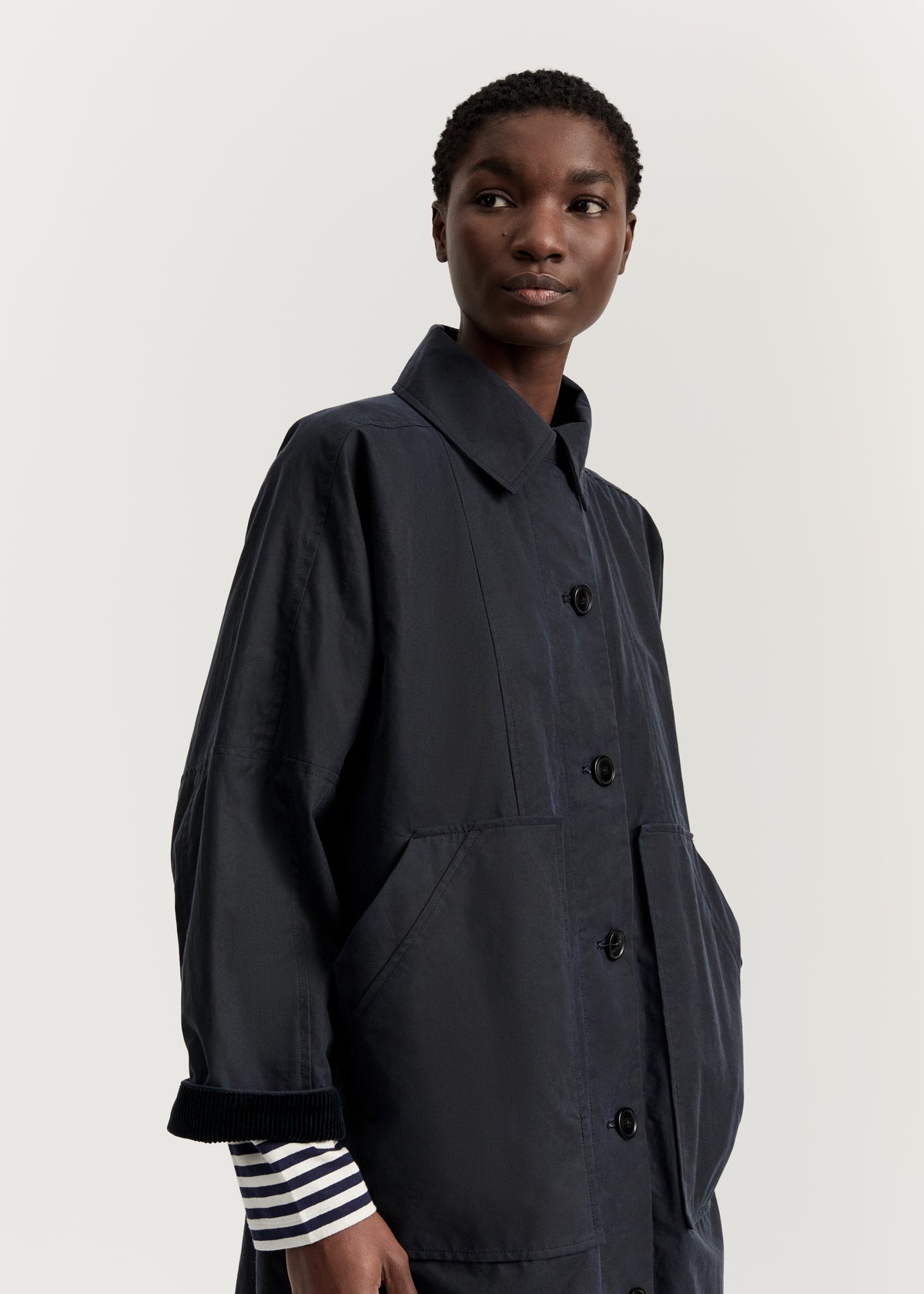 Jay coat – oilskin | Navy Jacket aiayu