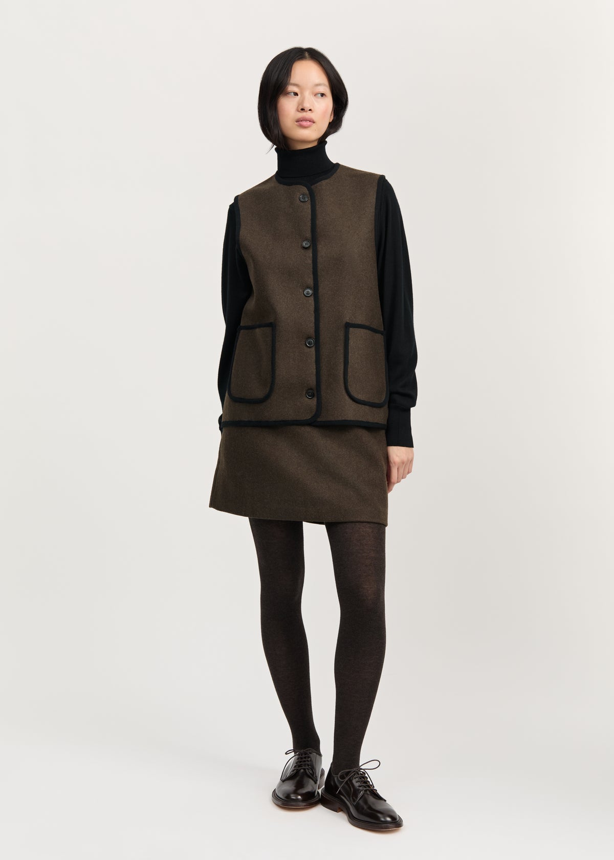 Meha vest – loden | Pure dark brown Vest aiayu
