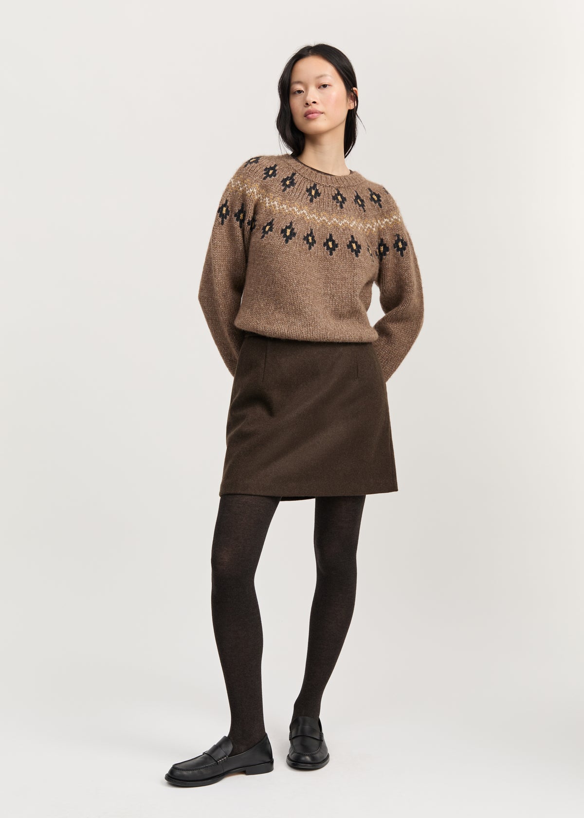 Mini skirt loden | Pure dark brown Skirt aiayu