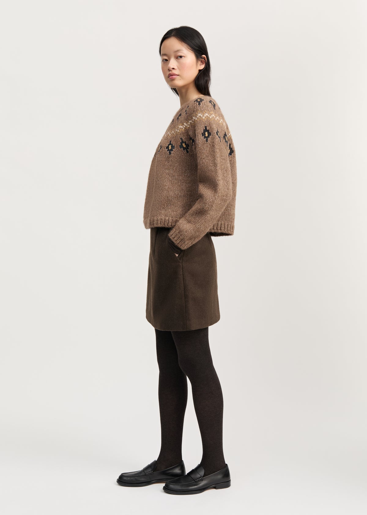 Mini skirt loden | Pure dark brown Skirt aiayu