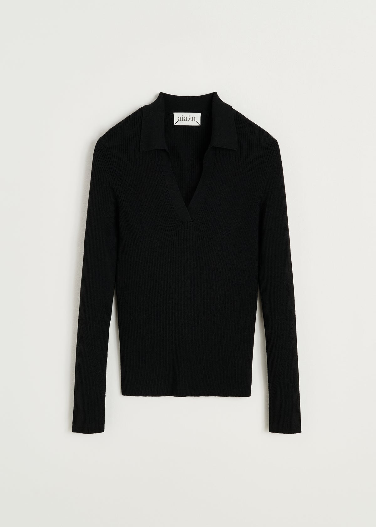 Noa polo blouse - merino wool | Black Blouse aiayu