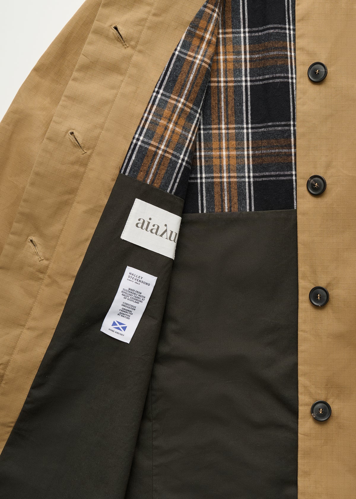 Noor coat ripstop – oilskin hybrid | Warm khaki Coat aiayu