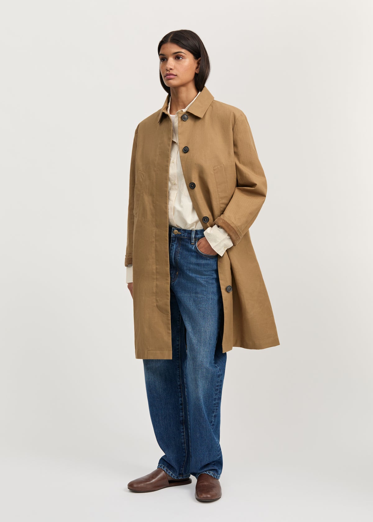 Noor coat ripstop – oilskin hybrid | Warm khaki Coat aiayu