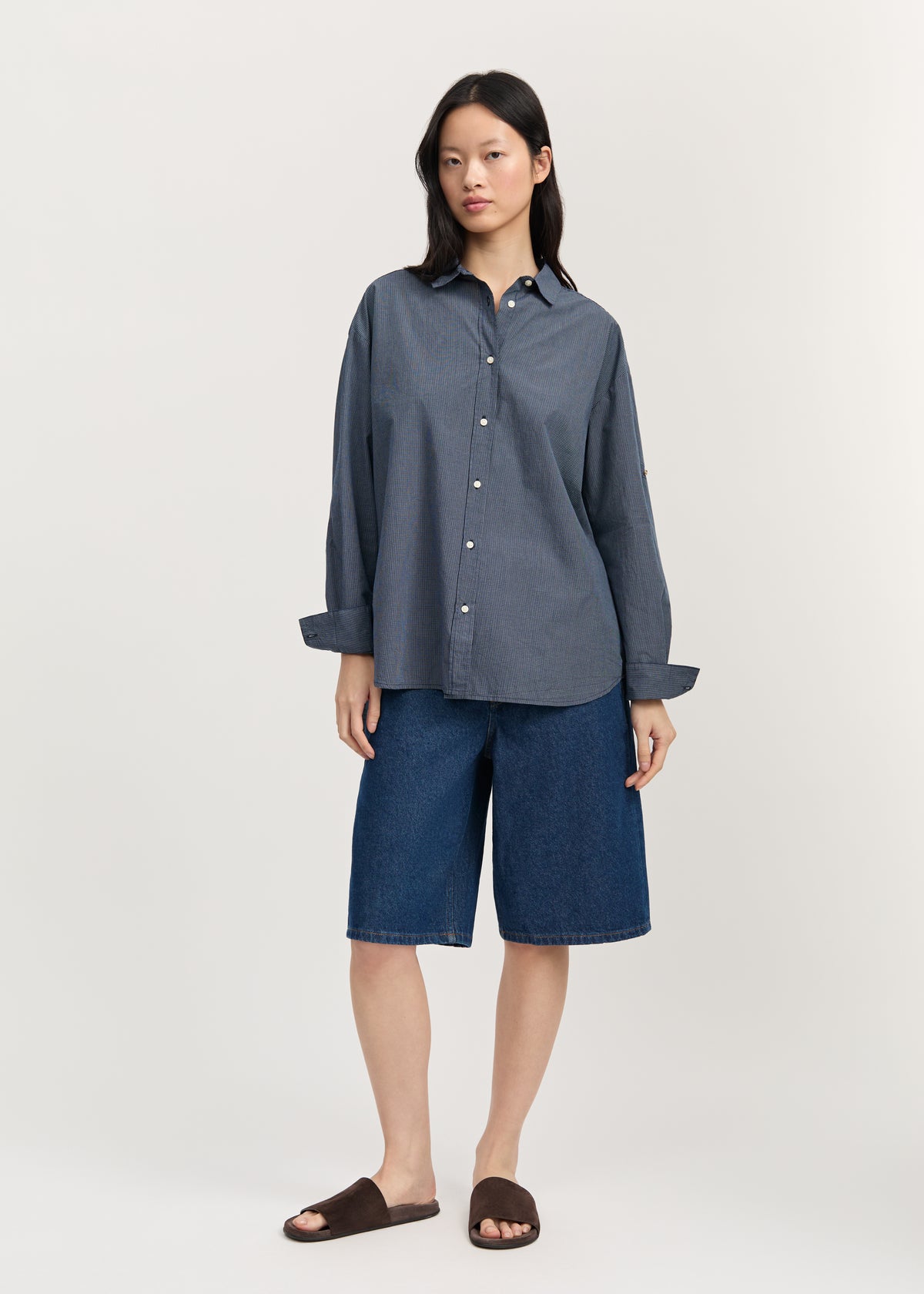 Shirt check | Navy check Shirt Woven aiayu