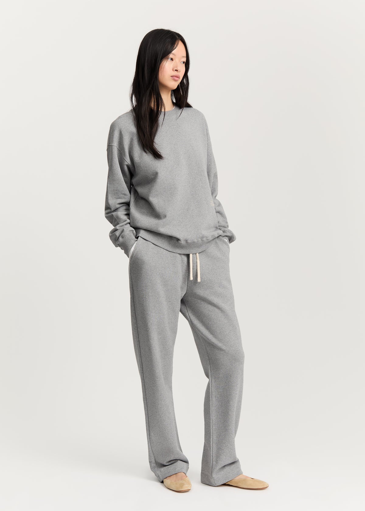 Stitched circular sweatshirt | Grey melange Sweatshirt aiayu