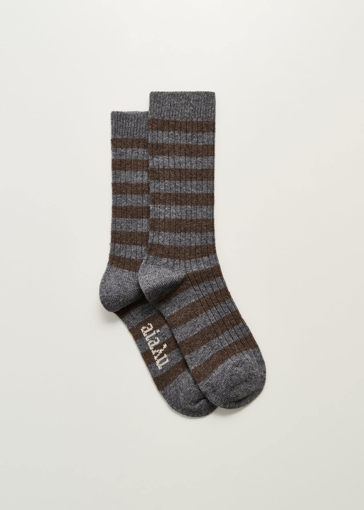 Striped cashmere sock | Mix grey Socks aiayu