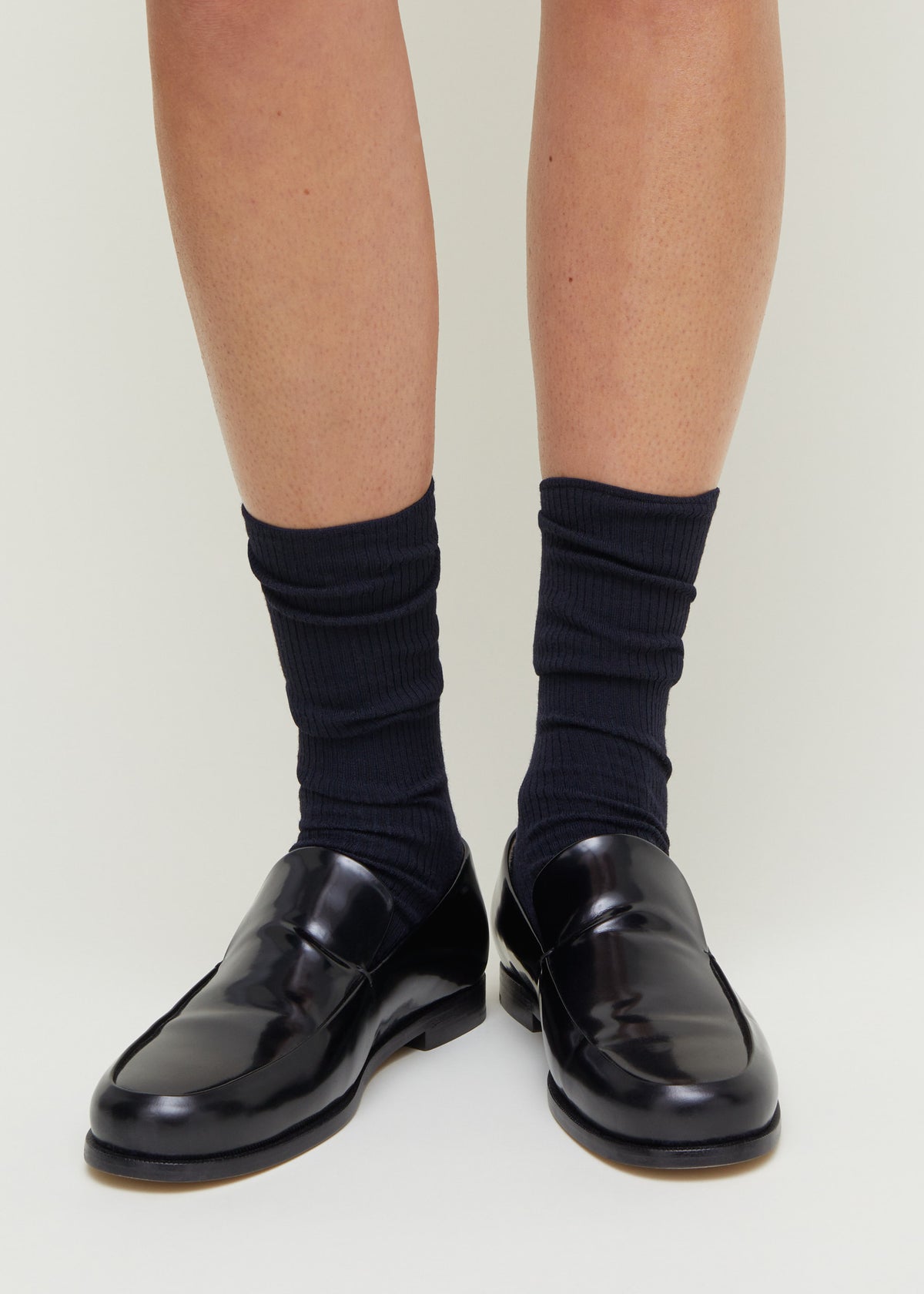 Wool rib socks | Navy Socks aiayu