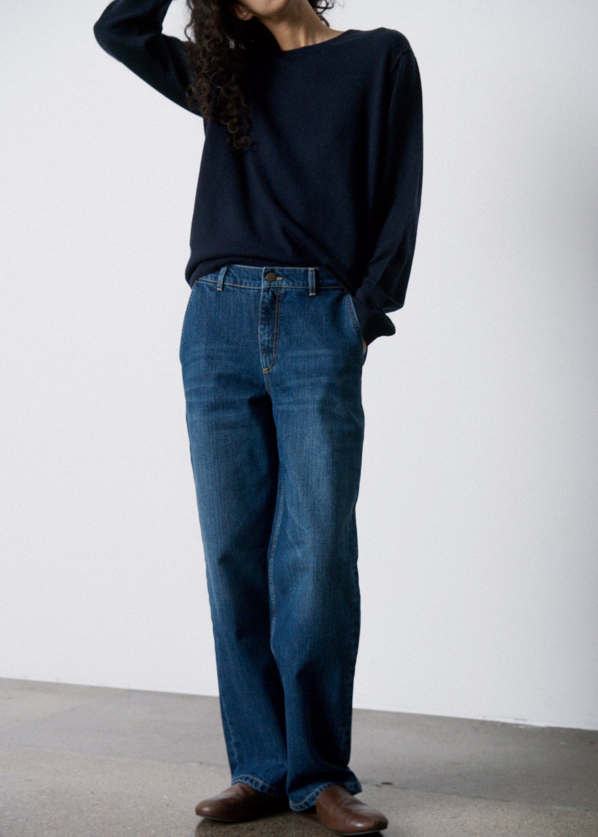 Carlo midwaist wide jeans | Worn blue Jeans aiayu