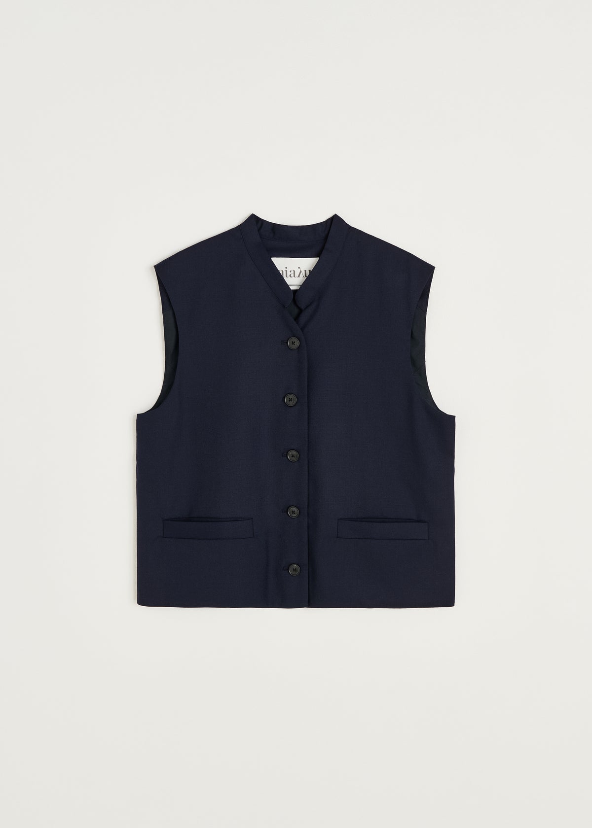 Angela vest fine wool | Black navy Vest aiayu