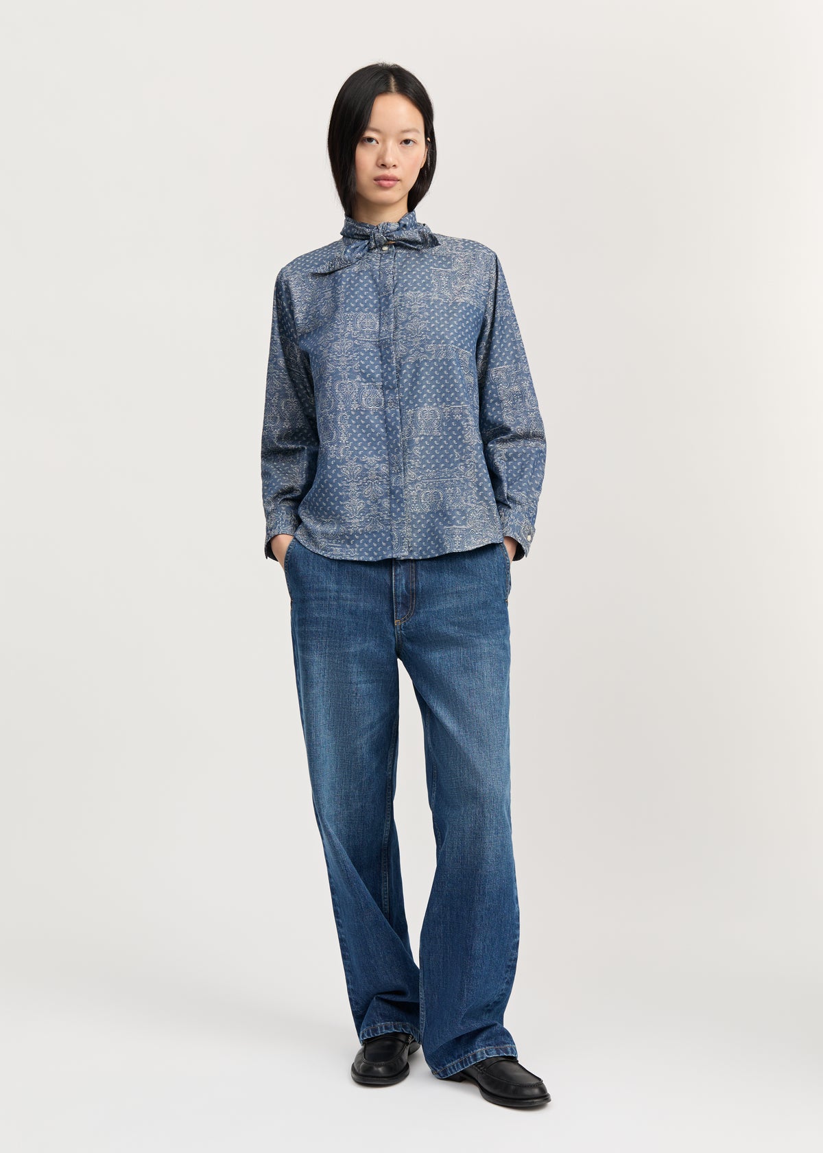 Aponi shirt jacquard | Bluebell paisley Shirt Woven aiayu