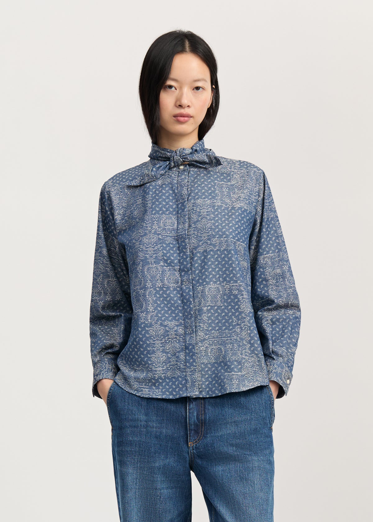 Aponi shirt jacquard | Bluebell paisley Shirt Woven aiayu