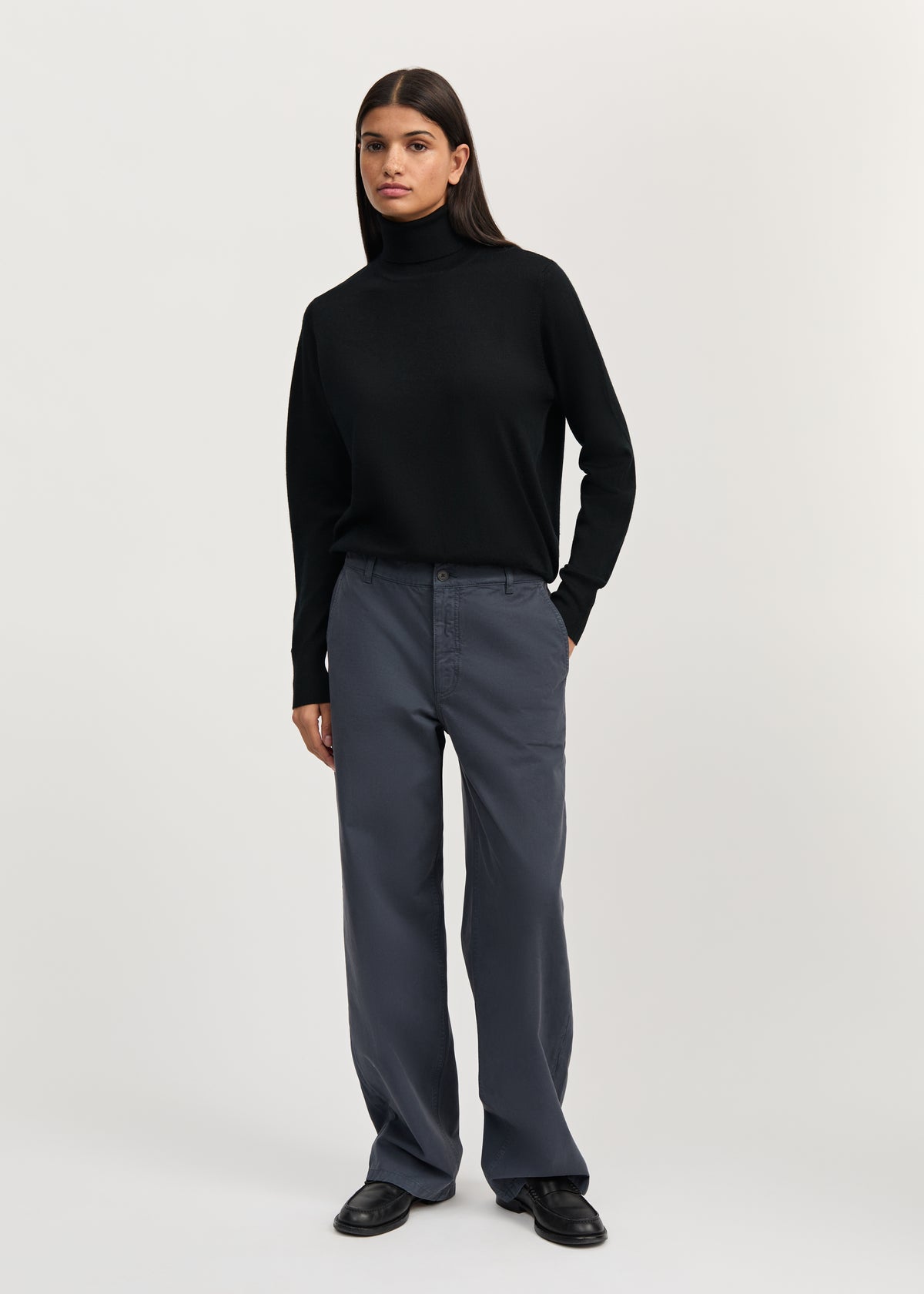 Carlo midwaist wide cotton | Washed slate Pants aiayu