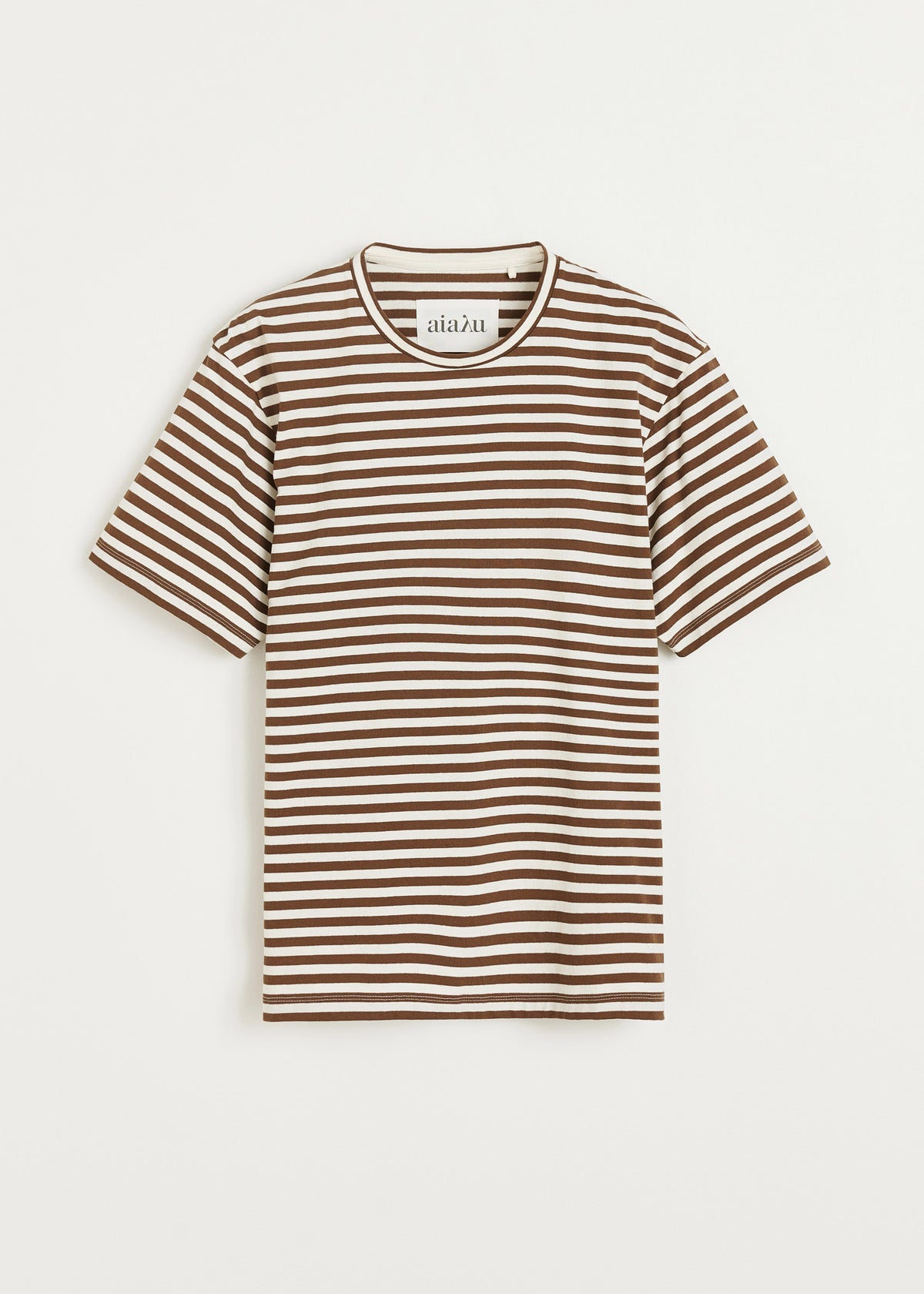 Classic circular tee striped | Mix coffee T-shirt aiayu