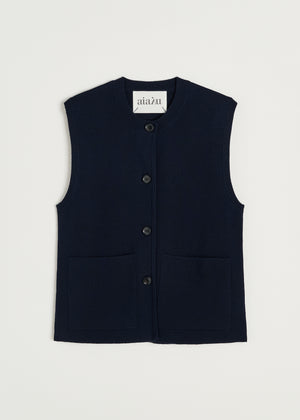 Elva vest – merino wool | Navy Vest aiayu