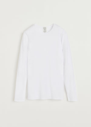 Gentle long sleeve – cotton cashmere blend | White Blouse aiayu