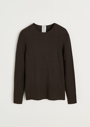 Gentle long sleeve – cotton cashmere blend | Dark brown Blouse aiayu
