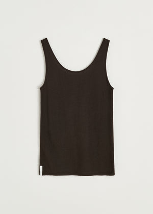 Gentle tank – cotton cashmere blend | Dark brown Top aiayu