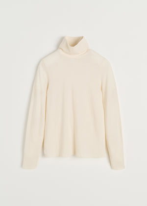 Gentle turtleneck – cotton cashmere blend | Pure ecru Blouse aiayu