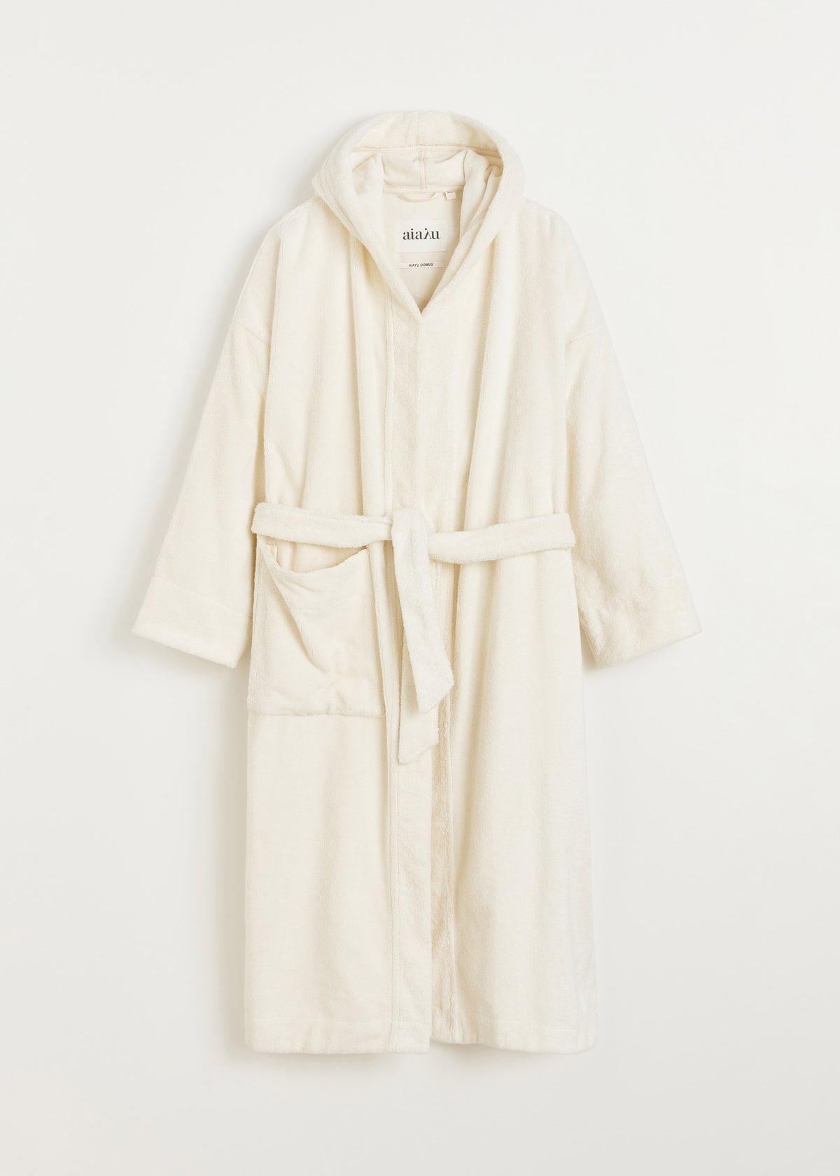 Hooded bathrobe terry | Pure ecru Bathrobe aiayu