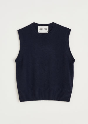 Ingeborg vest – cashmere | Black blue Vest aiayu