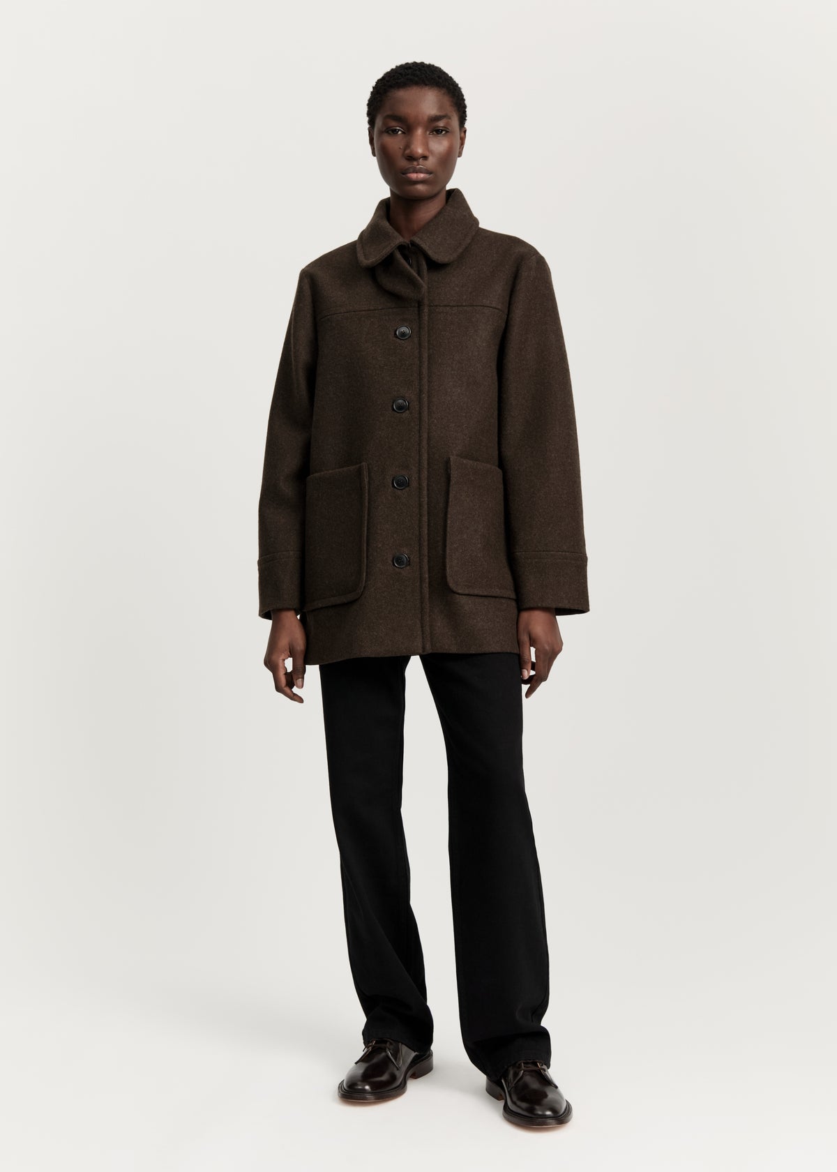 Jamie jacket loden – wool | Pure dark brown Coat aiayu