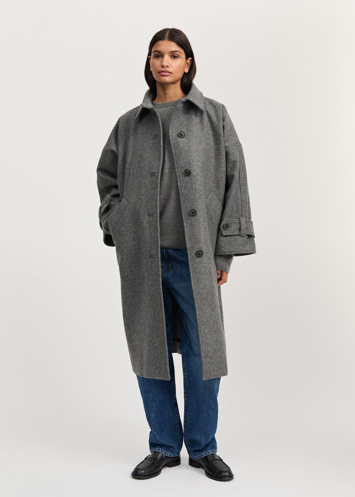 Jo coat loden | Pure grey Coat aiayu