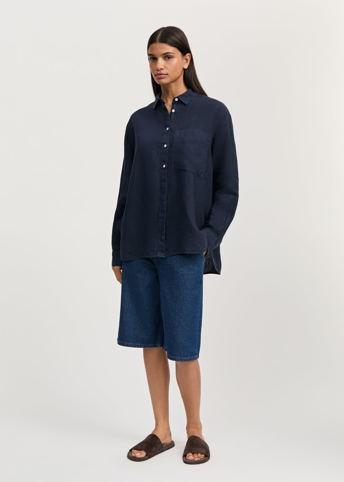 Lynette linen | Navy Shirt Woven aiayu