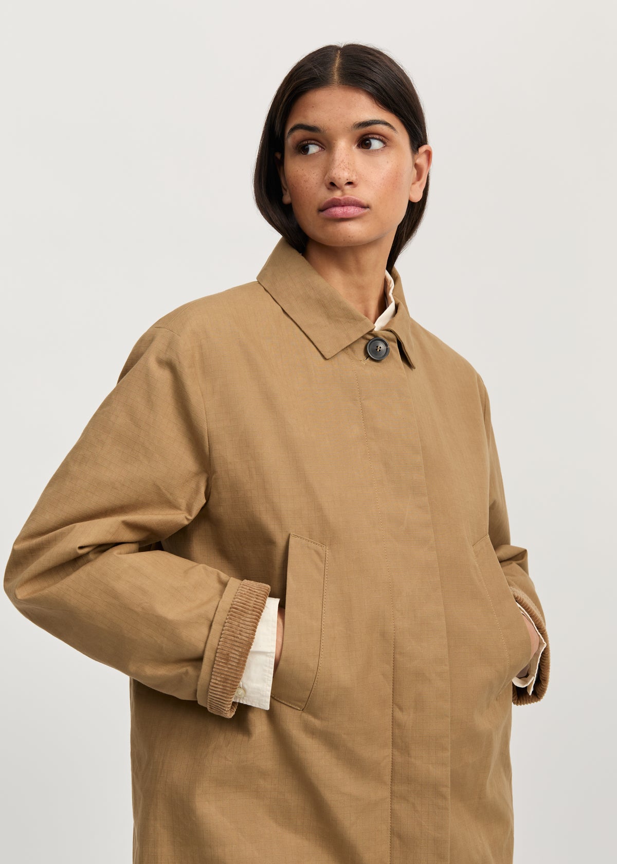 Noor coat ripstop – oilskin hybrid | Warm khaki Coat aiayu