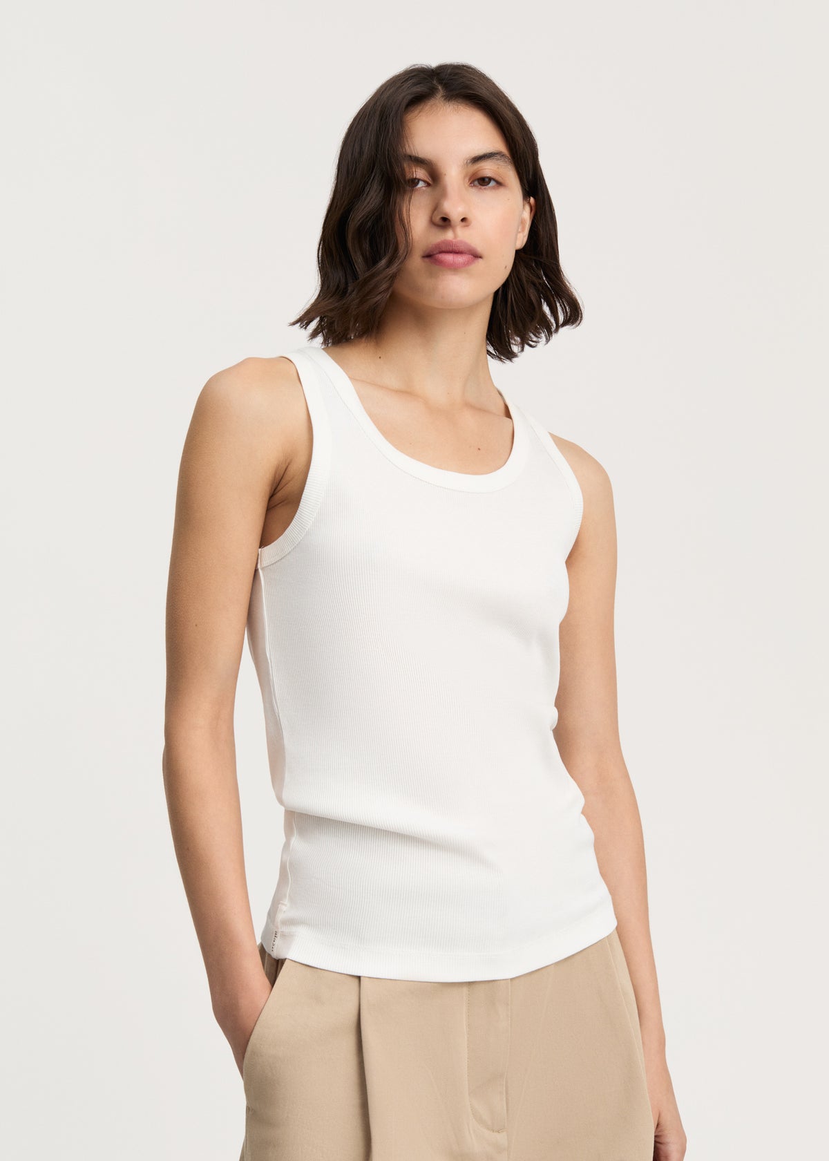 Rib tank top | Off white Top aiayu