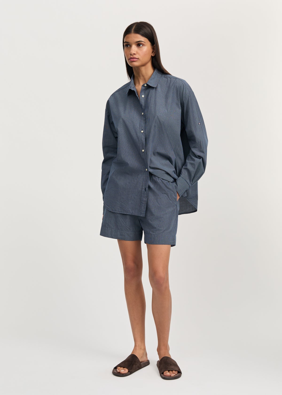 Shirt check | Navy check Shirt Woven aiayu