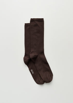 Silk rib socks | Walnut Socks aiayu