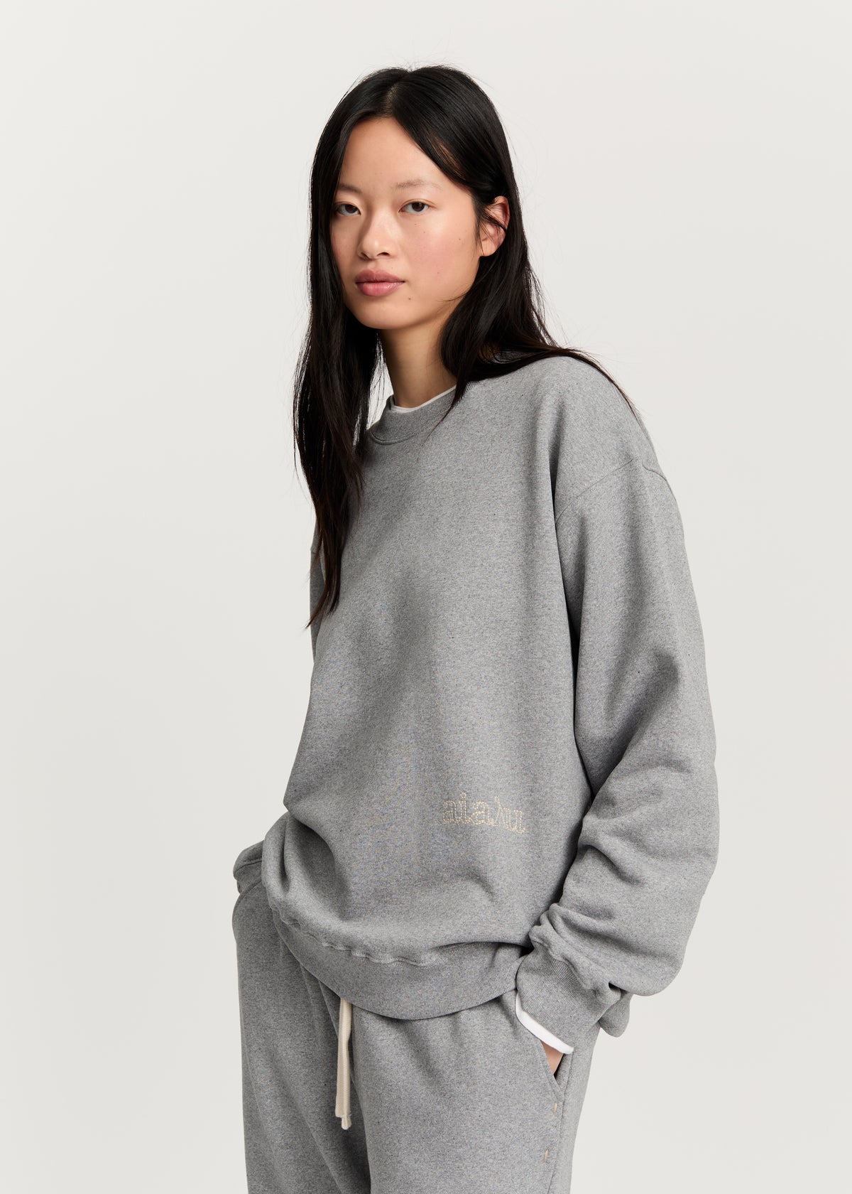 Stitched circular sweatshirt | Grey melange Sweatshirt aiayu