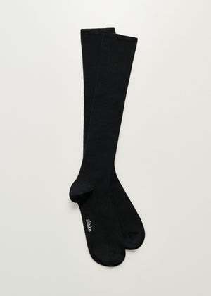 Wool knee socks | Black Socks aiayu